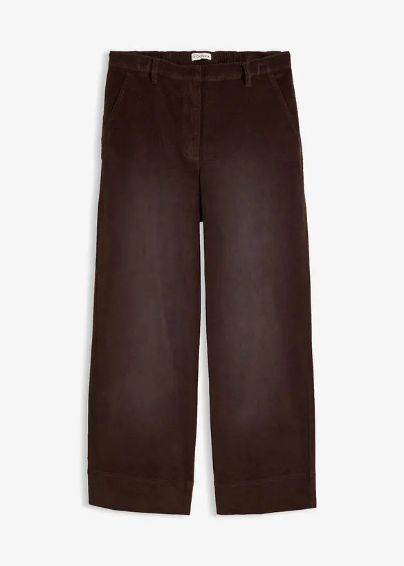 High-Waist Cordhose aus Baumwoll-Mix in braun von vorne - bonprix