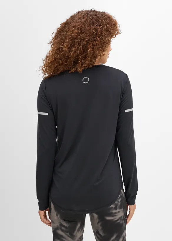 Sport-Shirt mit reflektierenden Details (2er Pack), schnelltrocknend in schwarz von hinten (im Anschnitt) - bonprix