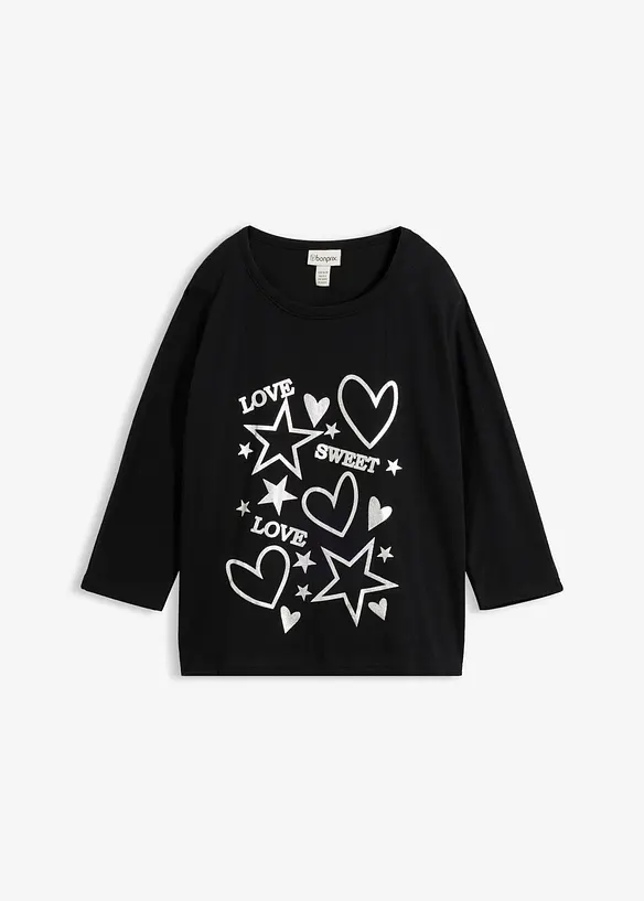 Oversize-Shirt aus Baumwoll-Mix in schwarz von vorne - bonprix
