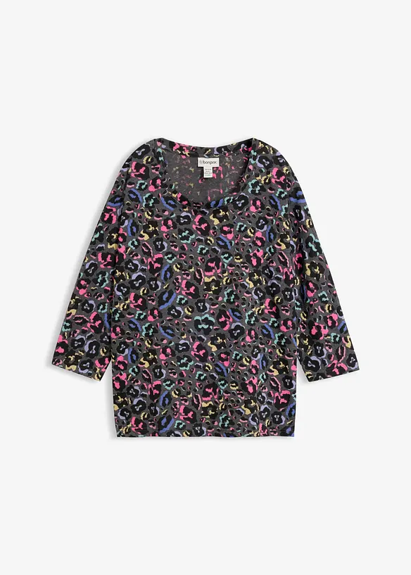 Oversize-Shirt aus Baumwoll-Mix in grau von vorne - bonprix