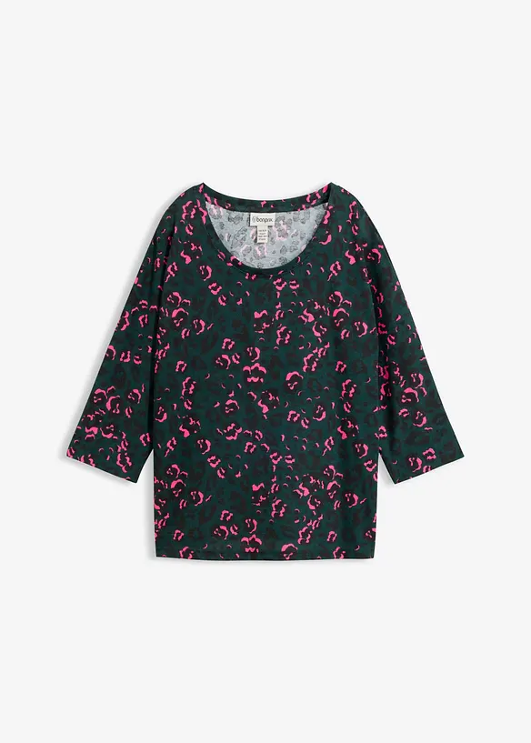 Oversize-Shirt aus Baumwoll-Mix in grün von vorne - bonprix