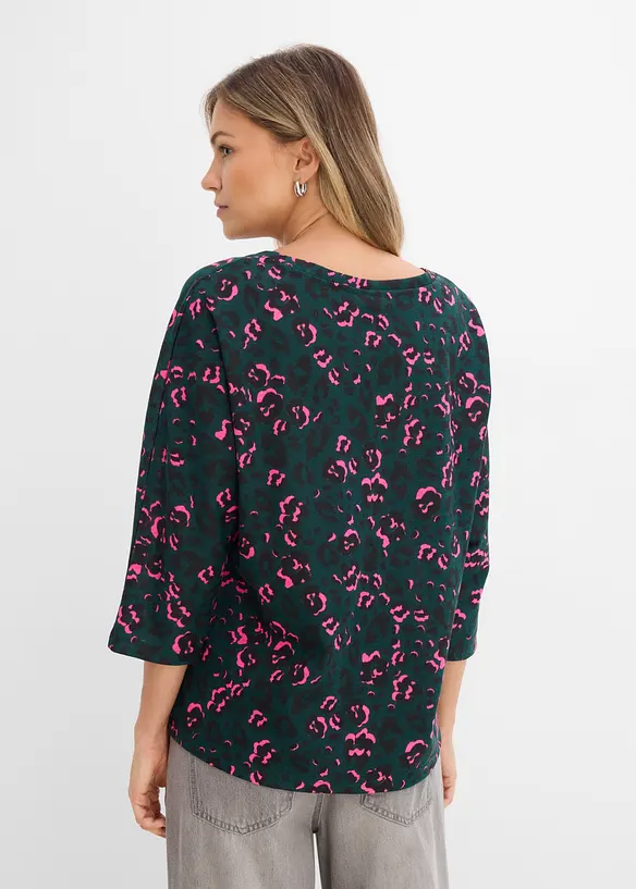 Oversize-Shirt aus Baumwoll-Mix in grün von hinten (im Anschnitt) - bonprix