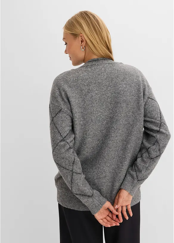 Longstrickjacke mit Glitzereffekt in grau von hinten (im Anschnitt) - bonprix Longstrickjacke mit Glitzereffekt in grau von hinten (im Anschnitt) - bonprix