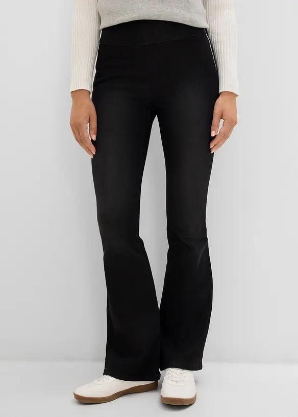 Wärmende Jeggings High Waist, Bequembund in schwarz von vorne - bonprix Wärmende Jeggings High Waist, Bequembund in schwarz von vorne - bonprix