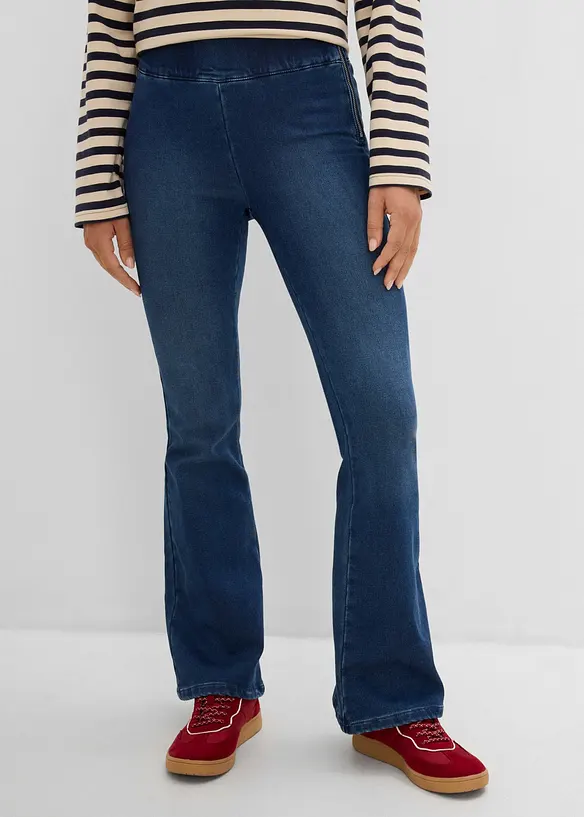 Wärmende Jeggings High Waist, Bequembund in blau von vorne - bonprix Wärmende Jeggings High Waist, Bequembund in blau von vorne - bonprix