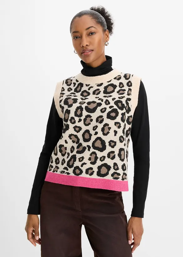 Pullunder mit Hairy-Garn in beige von vorne (im Anschnitt) - bonprix