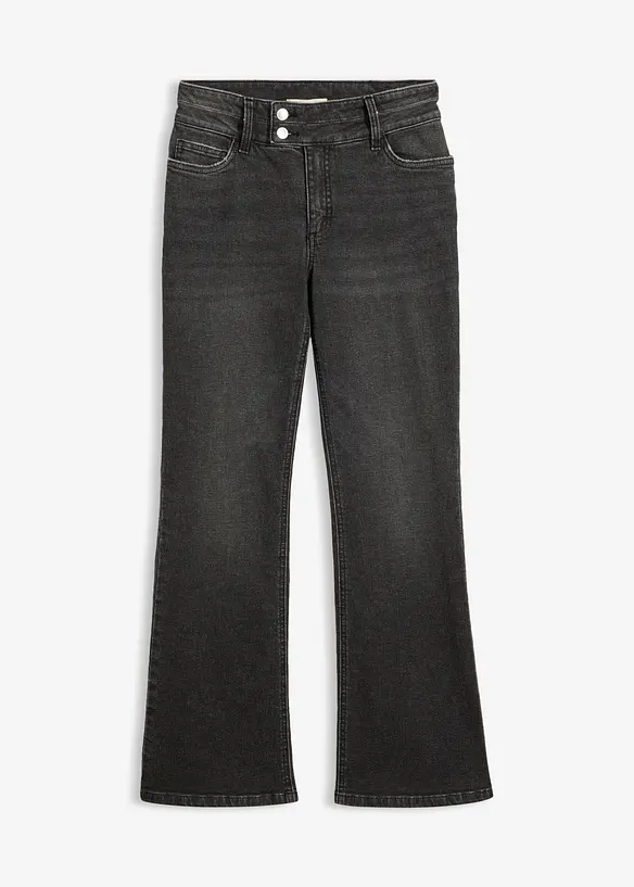 Bootcut-Jeans, High Waist in schwarz von vorne - bonprix