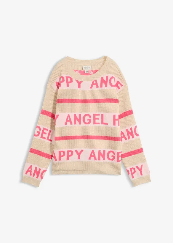 Boxy-Pullover in beige von vorne - bonprix