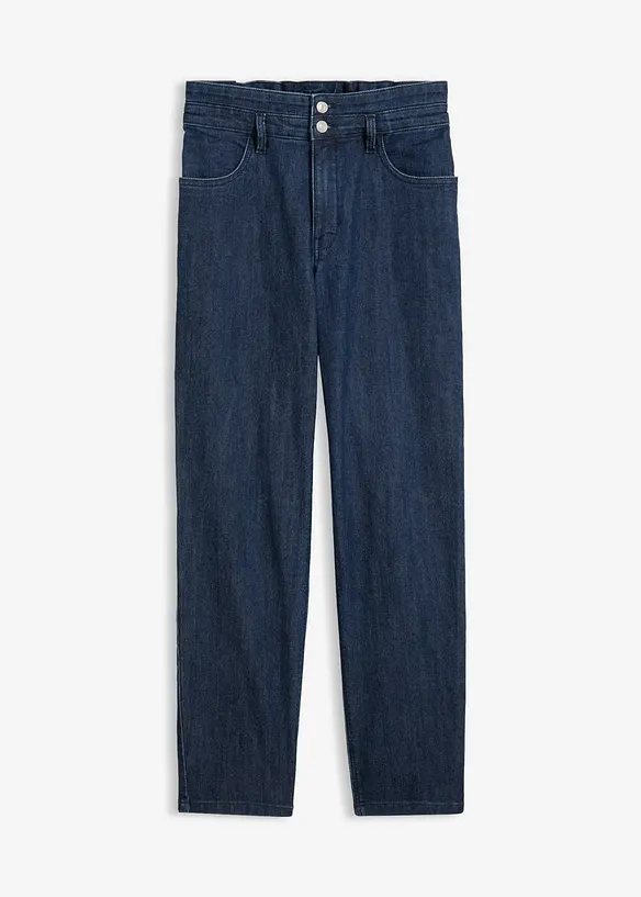 Mom-Jeans High Waist, Bequembund in blau von vorne - bonprix