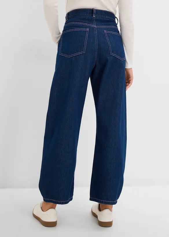 Barrel-Jeans High Waist in blau von hinten - bonprix