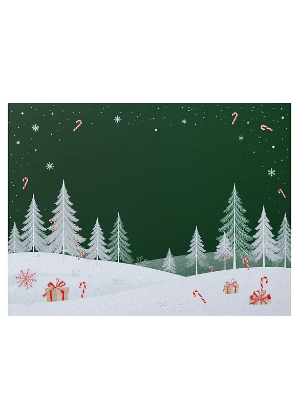 Waschbare Fußmatte mit winterlichem Design in grün - bonprix