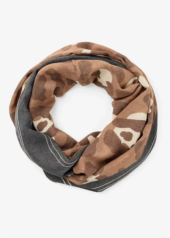 Loopschal im Leolook in schwarz von vorne - bonprix
