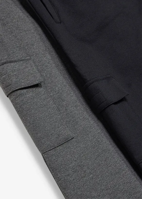 Cargo-Sweathose mit Bio Baumwolle (2er Pack) in grau - bonprix