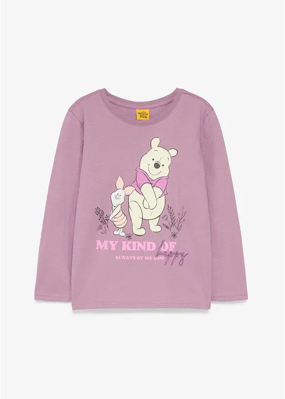Winnie The Pooh Langarmshirt aus reiner Baumwolle in lila von vorne - Winnie The Pooh