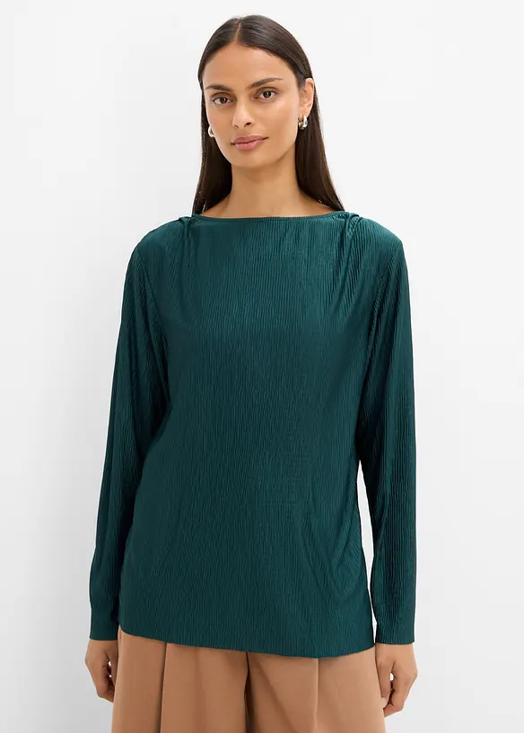 Langarmshirt mit Struktureffekt in grün von vorne (im Anschnitt) - bonprix Langarmshirt mit Struktureffekt in grün von vorne (im Anschnitt) - bonprix