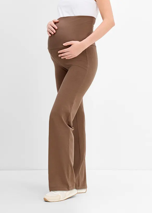 2-in-1 Jerseyhose für die Schwangerschaft und danach mit umklappbarem Bund in braun von vorne - bonprix 2-in-1 Jerseyhose für die Schwangerschaft und danach mit umklappbarem Bund in braun von vorne - bonprix