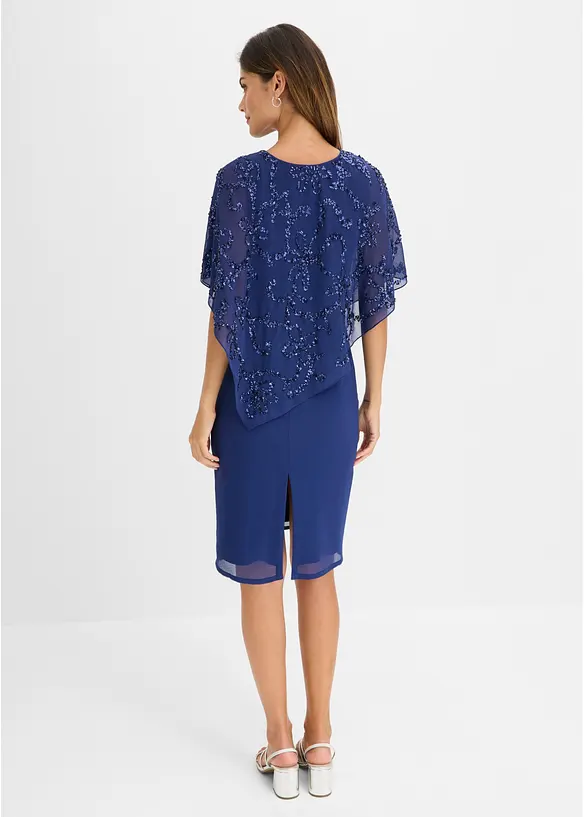 Cocktailkleid mit Paillettenstickerei in blau von hinten (Totalaufnahme) - bonprix