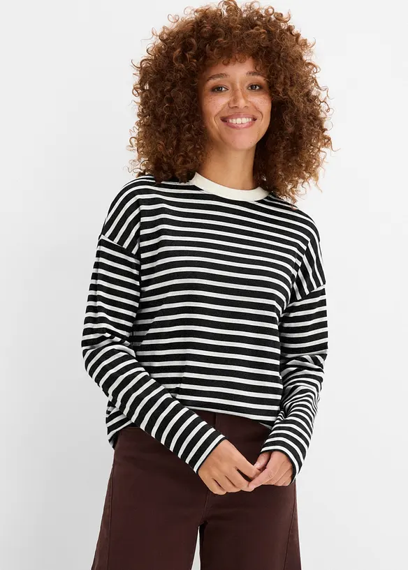 Langarmshirt aus schwerer Baumwolle in weiß von vorne (im Anschnitt) - bonprix Langarmshirt aus schwerer Baumwolle in weiß von vorne (im Anschnitt) - bonprix