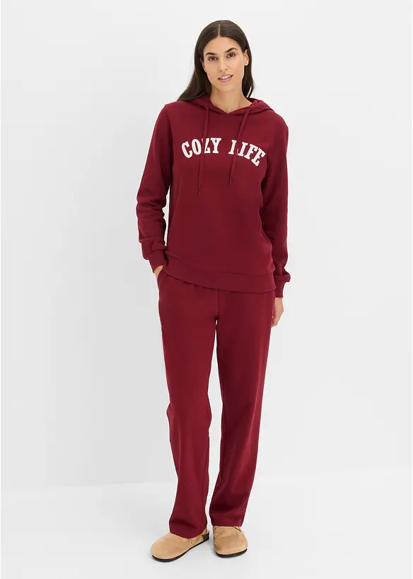 Loungewear Sweat Hausanzug in rot von vorne (Totalaufnahme) - bonprix