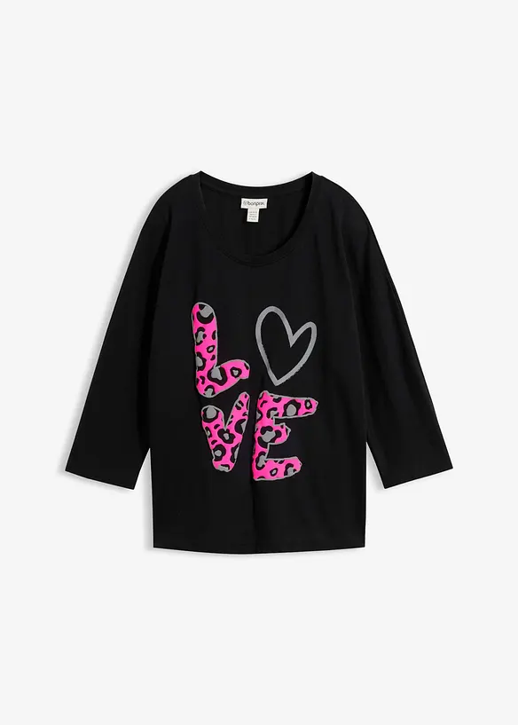 Oversize-Shirt aus Baumwoll-Mix in schwarz von vorne - bonprix