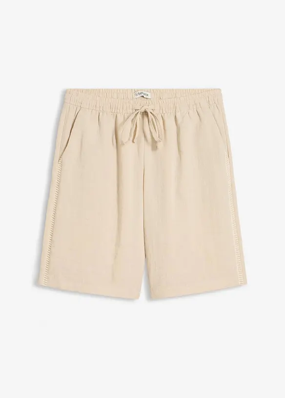 Schlupf Bermuda aus Viskose-Mix in beige von vorne - bonprix