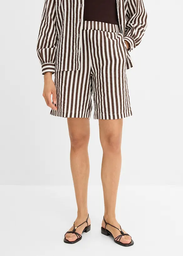 Musselin-Shorts aus reiner Baumwolle in braun von vorne - bonprix