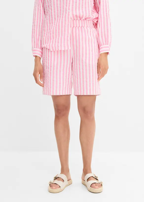 Musselin-Shorts aus reiner Baumwolle in rosa von vorne - bonprix