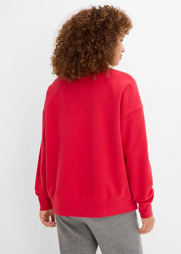 Oversize-Sweatshirt aus reiner Bio-Baumwolle in rot von hinten (im Anschnitt) - bonprix