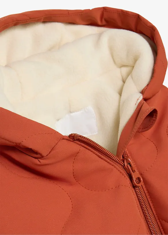 Wattierter Baby Overall mit abknöpfbaren Handschuhen in braun - bonprix