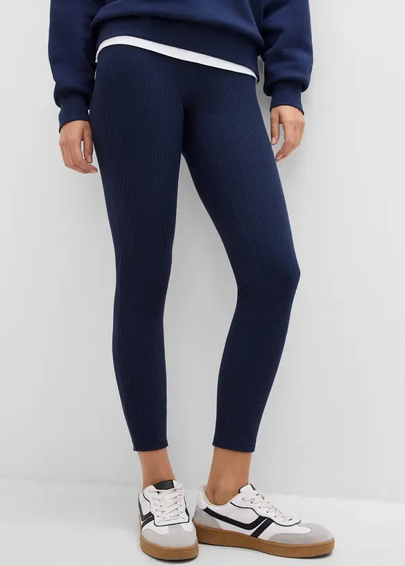 Warme gerippte Thermo-Leggings in blau von vorne - bonprix Warme gerippte Thermo-Leggings in blau von vorne - bonprix