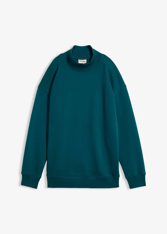Sweatshirt mit Rollkragen in petrol von vorne - bonprix