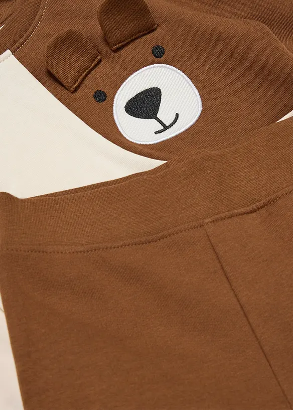 Süßes Set aus Hose und Sweatshirt aus reiner Bio-Baumwolle (2-tlg.Set) in braun - bonprix