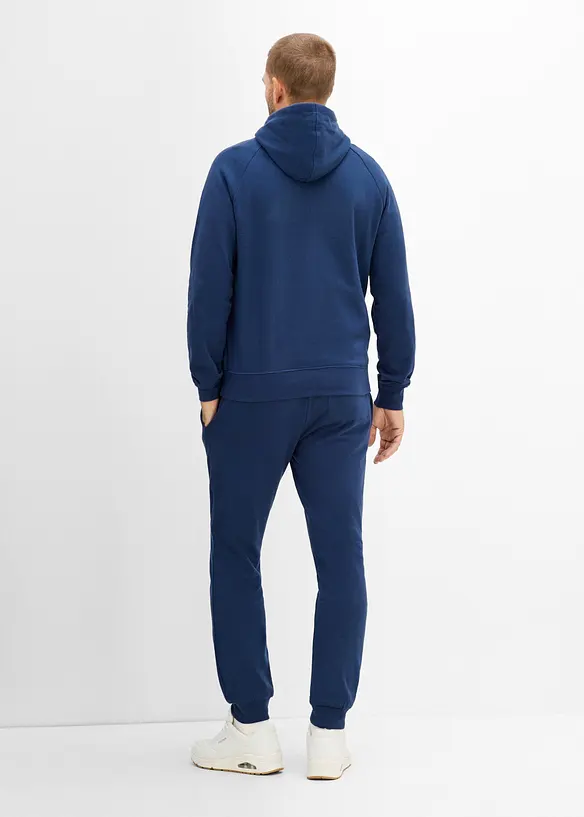 Jogginganzug (2-tlg. Set) aus reiner Baumwolle in blau von hinten (Totalaufnahme) - bonprix