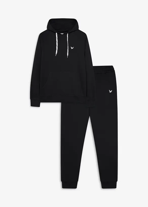 Jogginganzug (2-tlg. Set) aus reiner Baumwolle in grau von vorne - bonprix