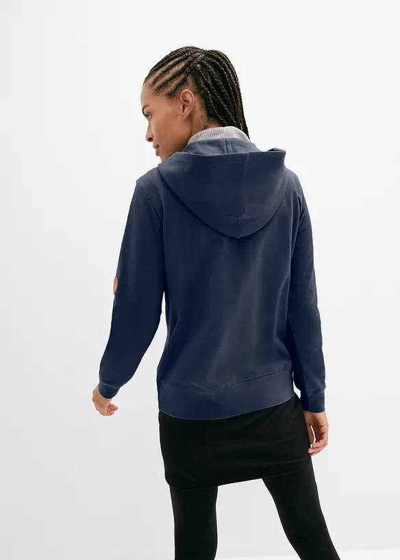 Kapuzen-Sweatjacke aus reiner Baumwolle in blau von hinten (im Anschnitt) - bonprix Kapuzen-Sweatjacke aus reiner Baumwolle in blau von hinten (im Anschnitt) - bonprix