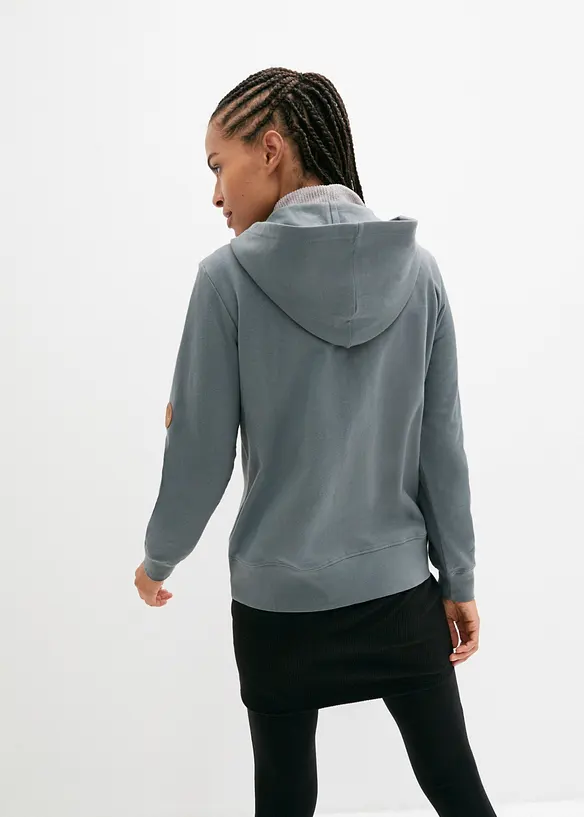 Kapuzen-Sweatjacke aus reiner Baumwolle in grün von hinten (im Anschnitt) - bonprix Kapuzen-Sweatjacke aus reiner Baumwolle in grün von hinten (im Anschnitt) - bonprix