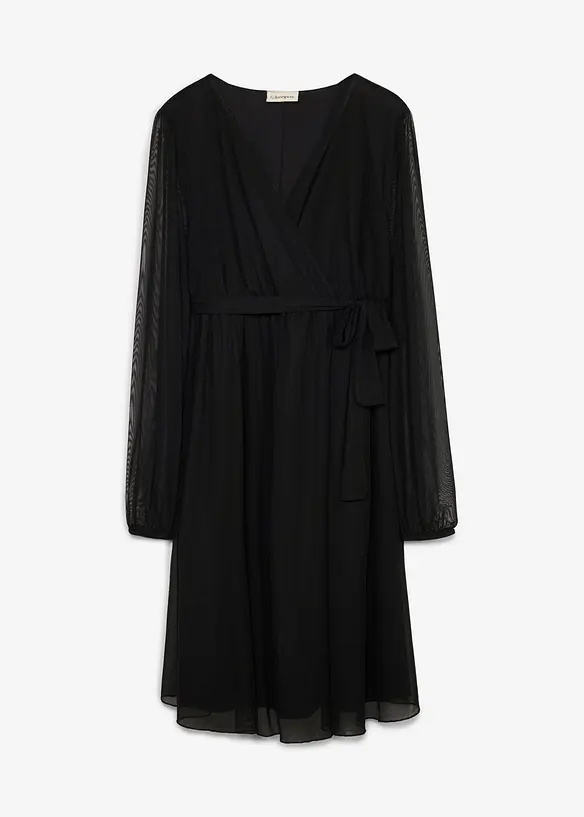 Umstands- und Stillkleid mit transparenten Ärmeln in schwarz von vorne - bonprix Umstands- und Stillkleid mit transparenten Ärmeln in schwarz von vorne - bonprix
