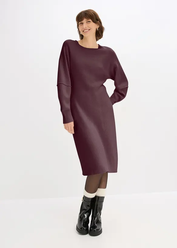 Milano Strickkleid in lila von vorne (Totalaufnahme) - bonprix