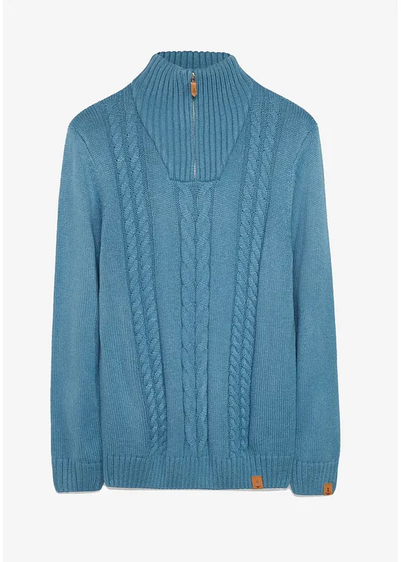 Troyer mit Zopfmuster in blau von vorne - bonprix