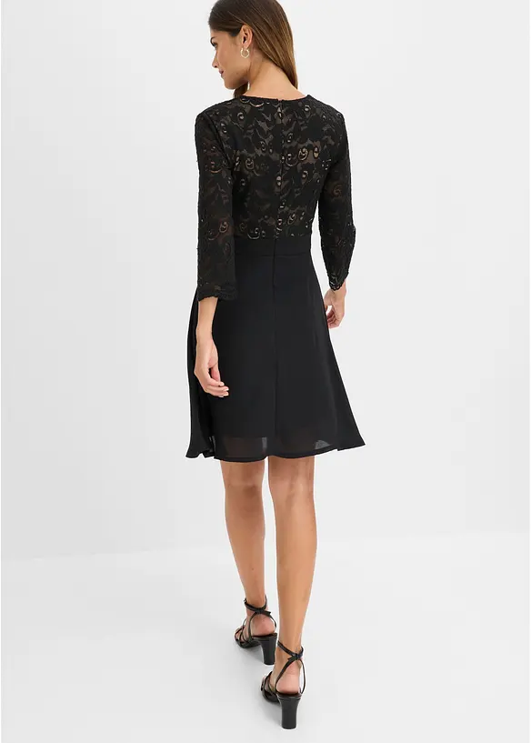 Cocktailkleid mit Spitze in schwarz von hinten (Totalaufnahme) - bonprix Cocktailkleid mit Spitze in schwarz von hinten (Totalaufnahme) - bonprix
