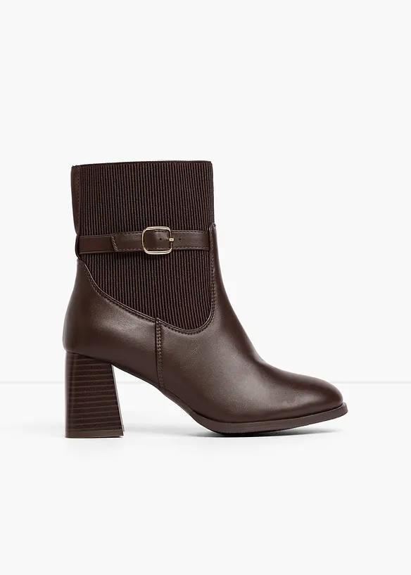 Stiefeletten mit Strickeinsatz in braun - bonprix