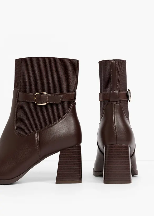 Stiefeletten mit Strickeinsatz in braun - bonprix