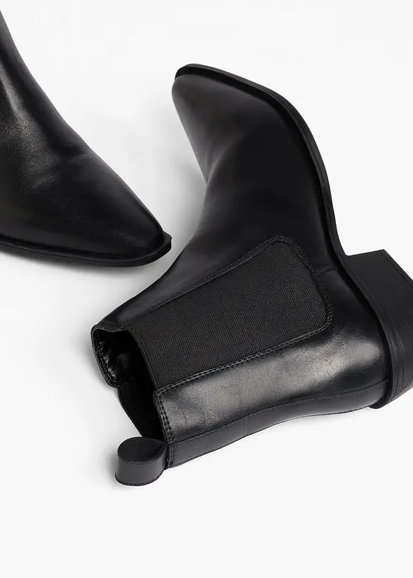 Stiefeletten aus Leder in schwarz - bonprix