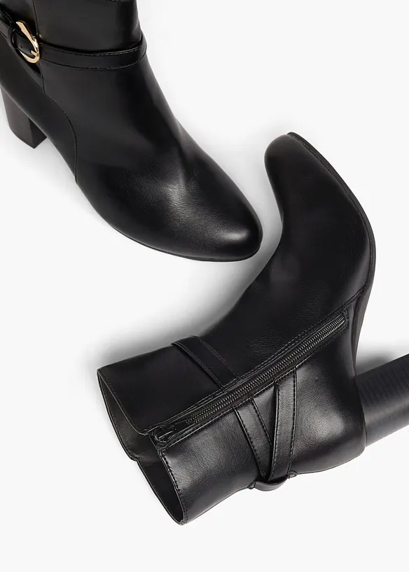 Stiefeletten mit Blockabsatz in schwarz - bonprix