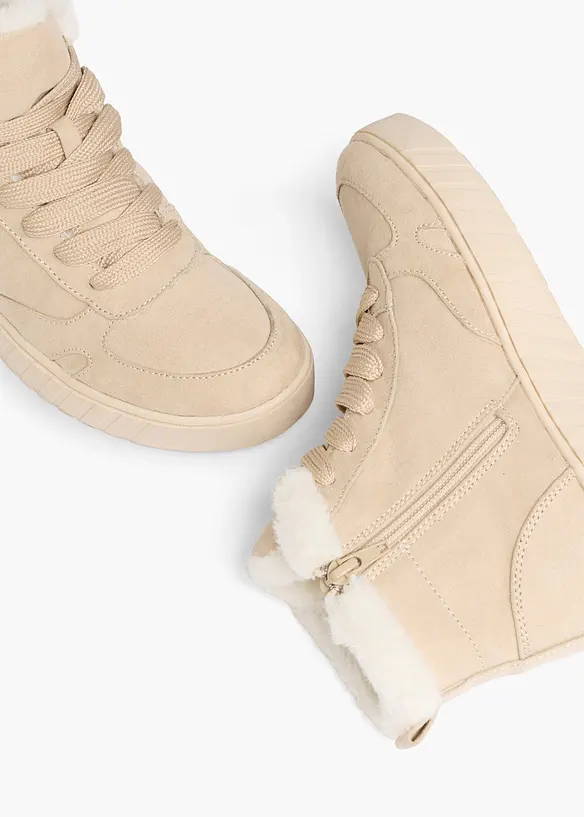 Gefütterte High-Top-Sneaker in beige - bonprix