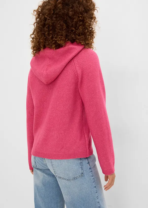 Feinstrickpullover mit Glitzersteinchen in rosa von hinten (im Anschnitt) - bonprix