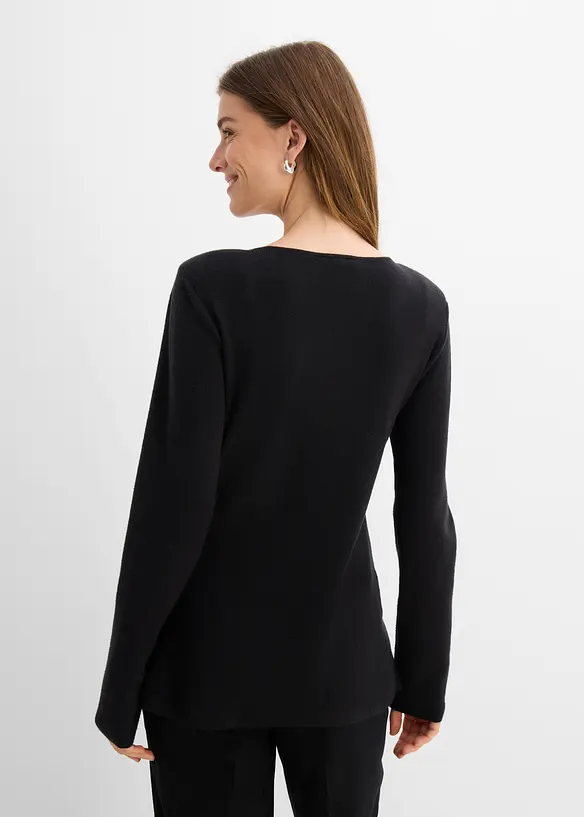 Feinstrickjacke in schwarz von hinten (im Anschnitt) - bonprix