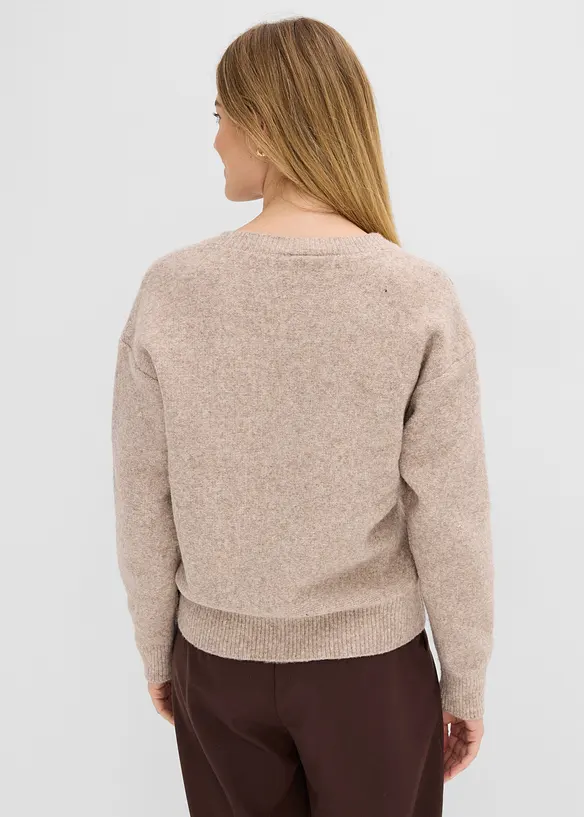 Pullover mit Pailletten-Applikation in braun von hinten (im Anschnitt) - bonprix