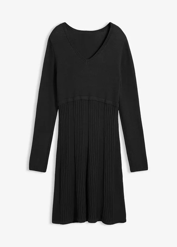 Strickkleid in schwarz von vorne - bonprix
