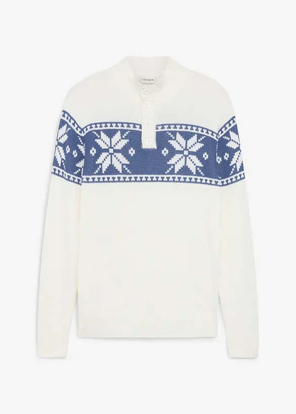 Norweger-Pullover in Regular-Fit in weiß von vorne - bonprix